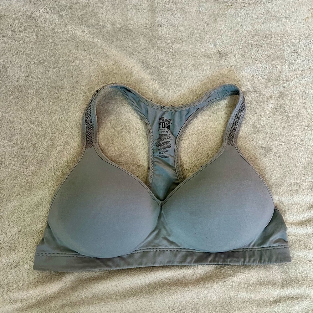 PINK Victoria's Secret Gray Racerback Bra with Molded Cups